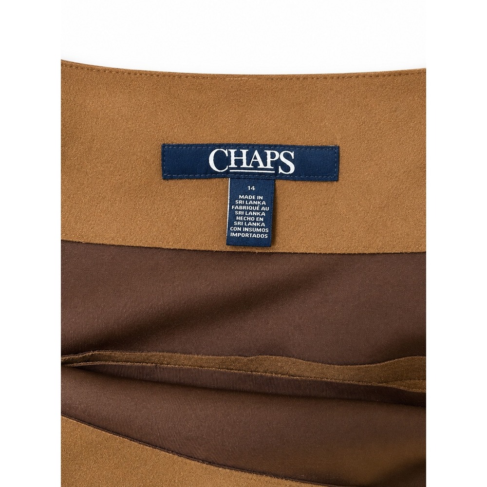 NWT Chaps Brown Faux Suede Pencil Midi Skirt Women's Size 14 - Picture 3 of 4